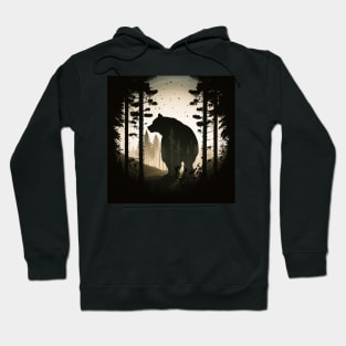 Forest with Bear Silhouette, Adventure Hoodie